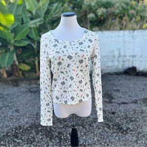 NWT Arizona Body Sleepwear Long-Sleeve Pajama Top • Crema Cabin Vines